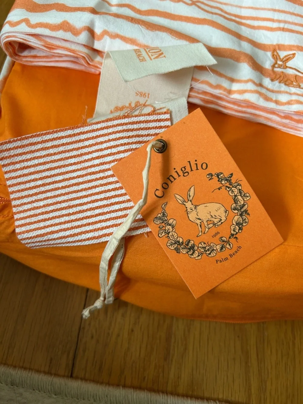 Coniglio‎ Palm Beach Cabana striped Orange Striped Cotton twin sheet set